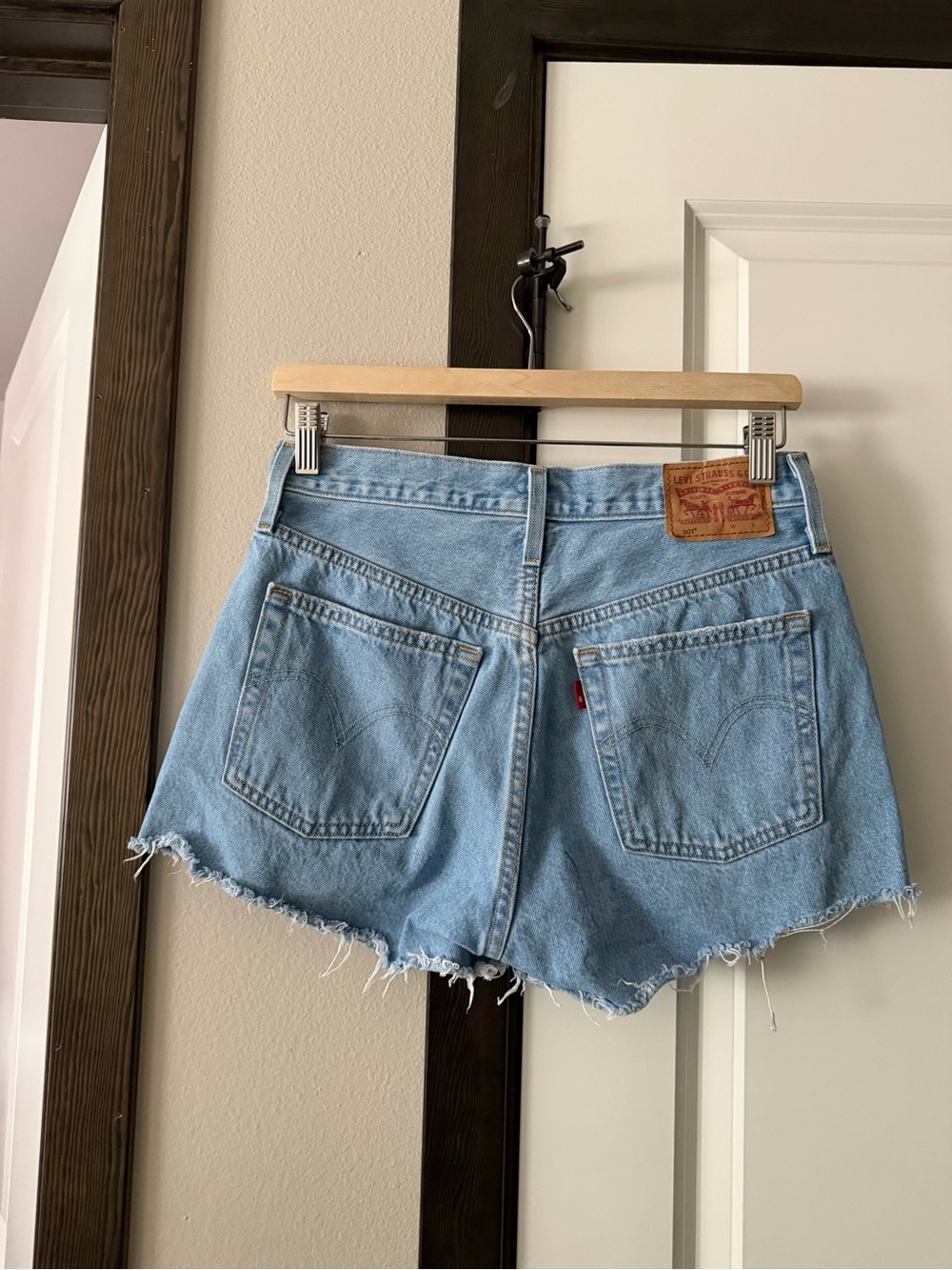 Levi's Light Blue Denim Cutoff Shorts with Frayed Hem